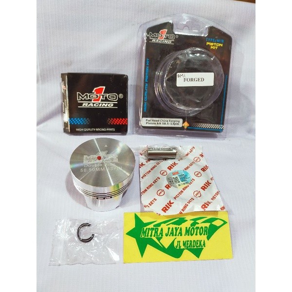 Piston Kit Moto1 Forged Pin 13 ukuran 58,5mm dan 59mm seher Moto1 58mm 58,5mm 59mm 60mm pin 13 seset