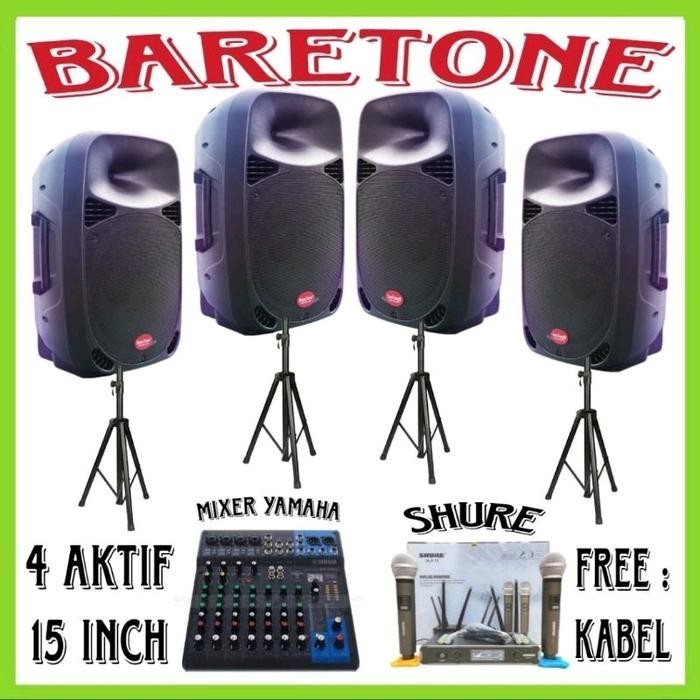 Karaoke 4 Set Aktif 15 Inch Baretone Max 15, Mixer Yamaha 10 Channel