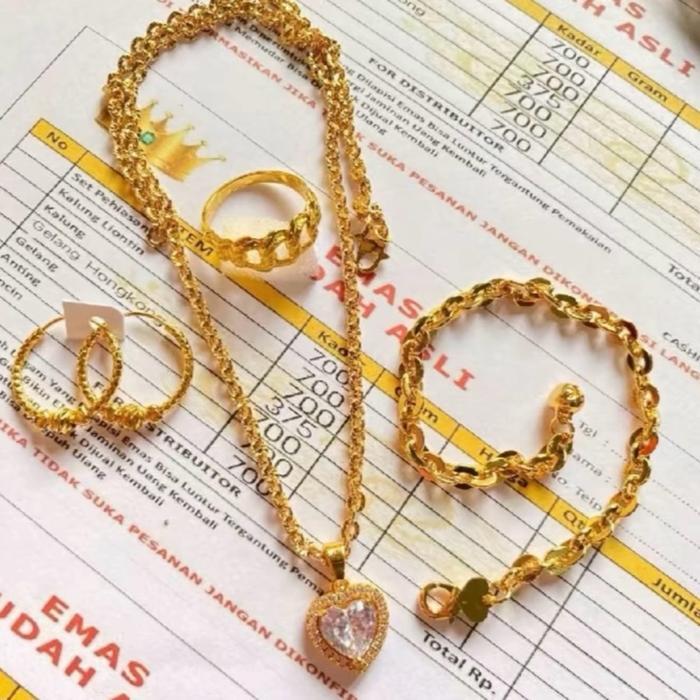 Set kalung mas muda love  free surat toko
