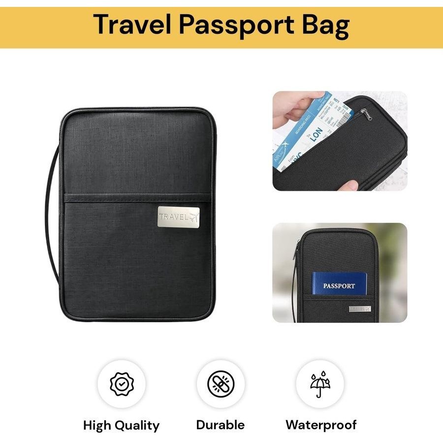 Dompet Paspor Travel Organizer Dokumen Passport Holder Ritsleting Banyak Slot Tiket Pesawat Kartu AT