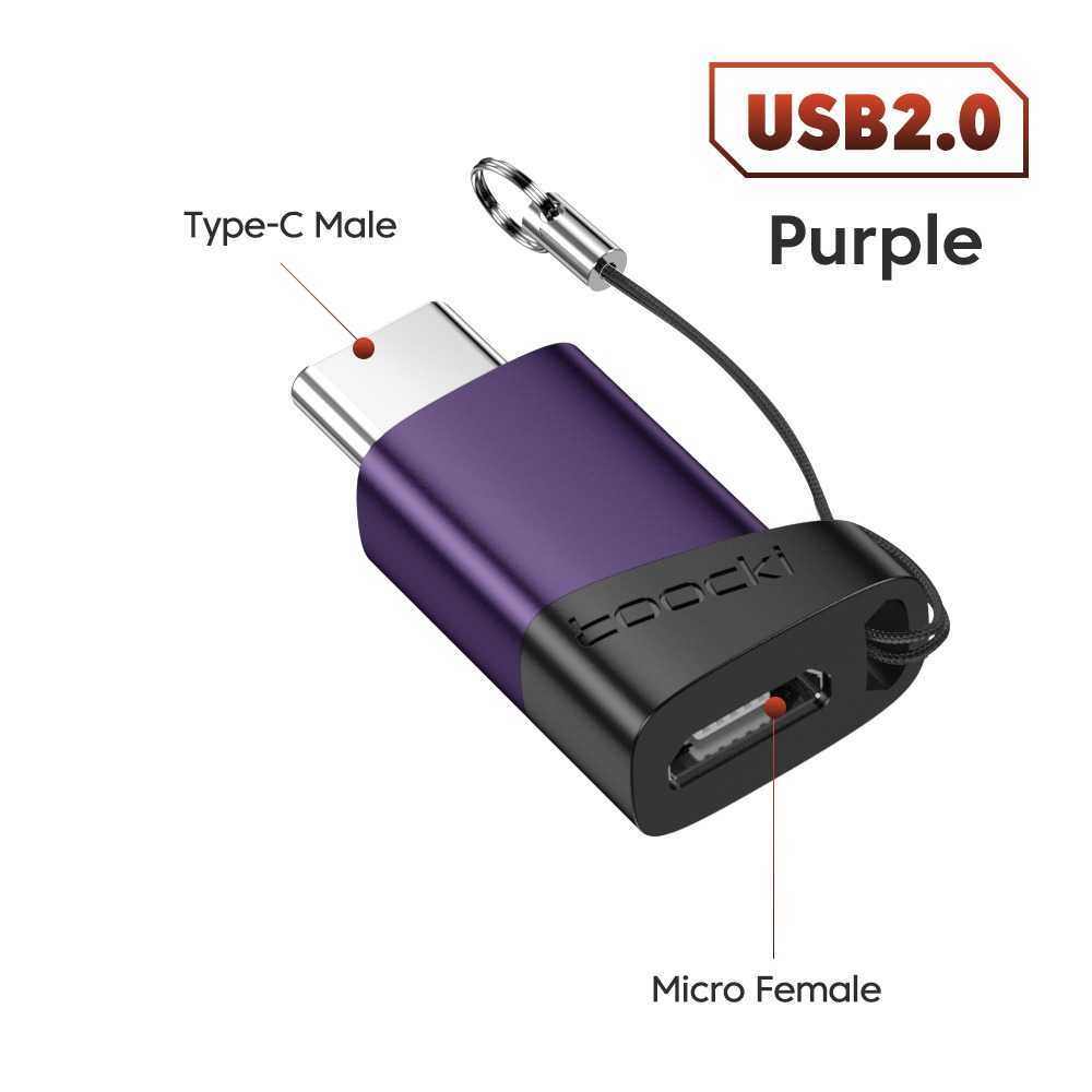 Heyha Toocki OTG Type C to Micro USB Adapter Converter 480Mbps with Lanyard