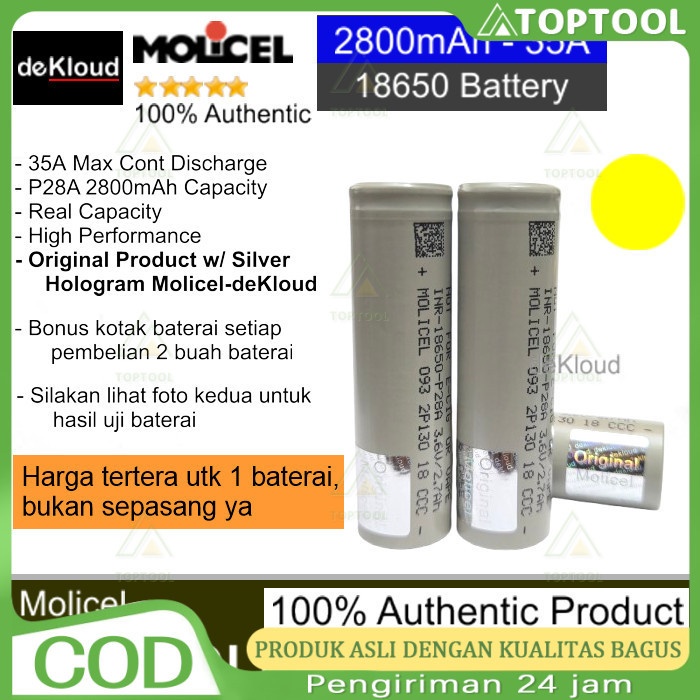 Authentic MOLICEL P28A 18650 Battery | baterai batre batere original