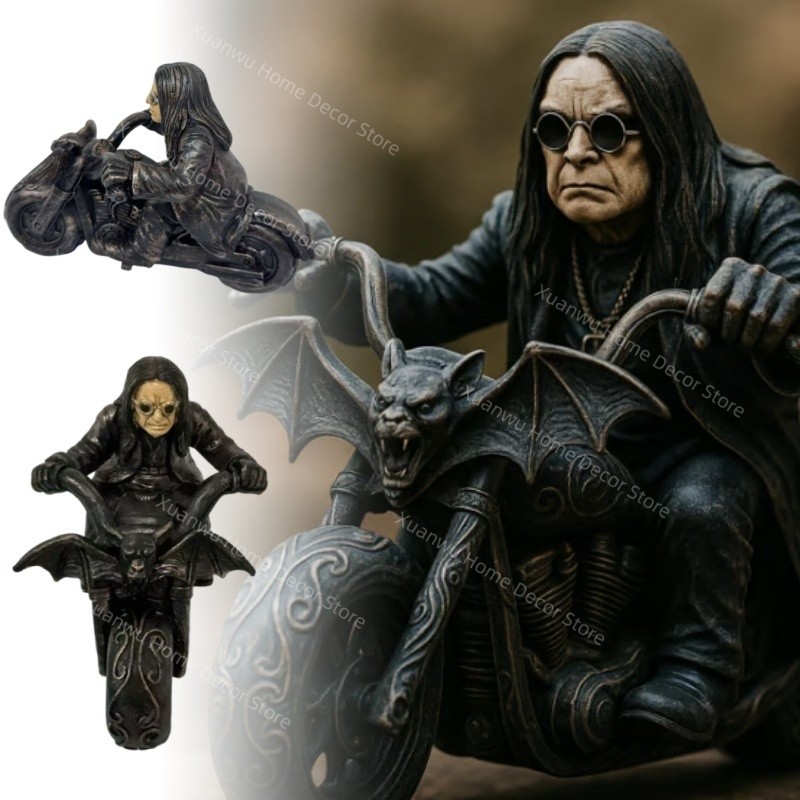 Ozzy Osbourne Knight Figure Ozzy Osbourne Skull Figurine Resin Statue Halloween Gothic Desktop Decor
