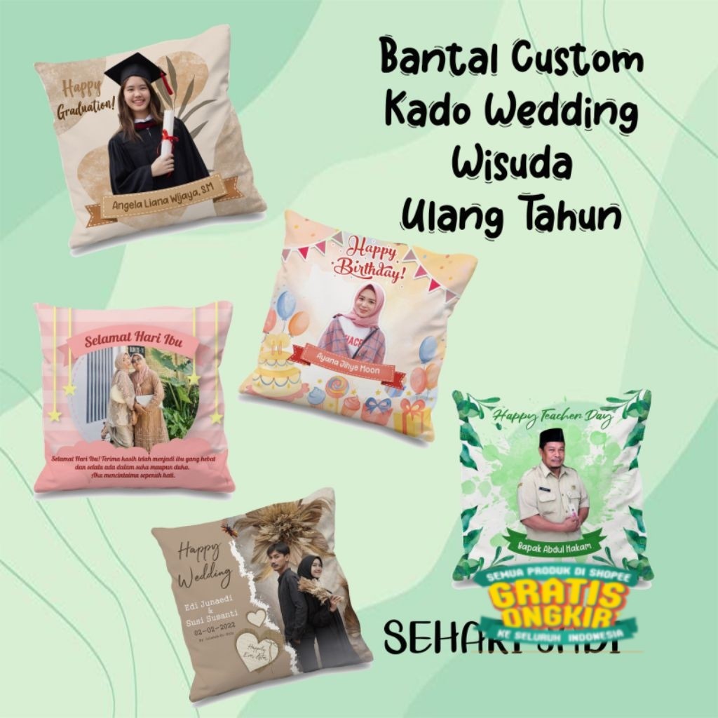 Bantal Custom, Hadiah Pernikahan, Kado Pernikahan, Kado Ulang Tahun Sahabat Teman, Kado Wisuda, Kado