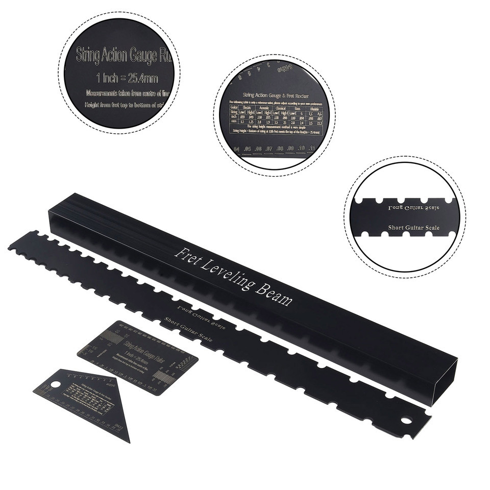 4Pcs Luthier Tools Guitar Neck Straight Edge Fret Leveling Beam Ruler Kit Set Stainless Steel Guitar