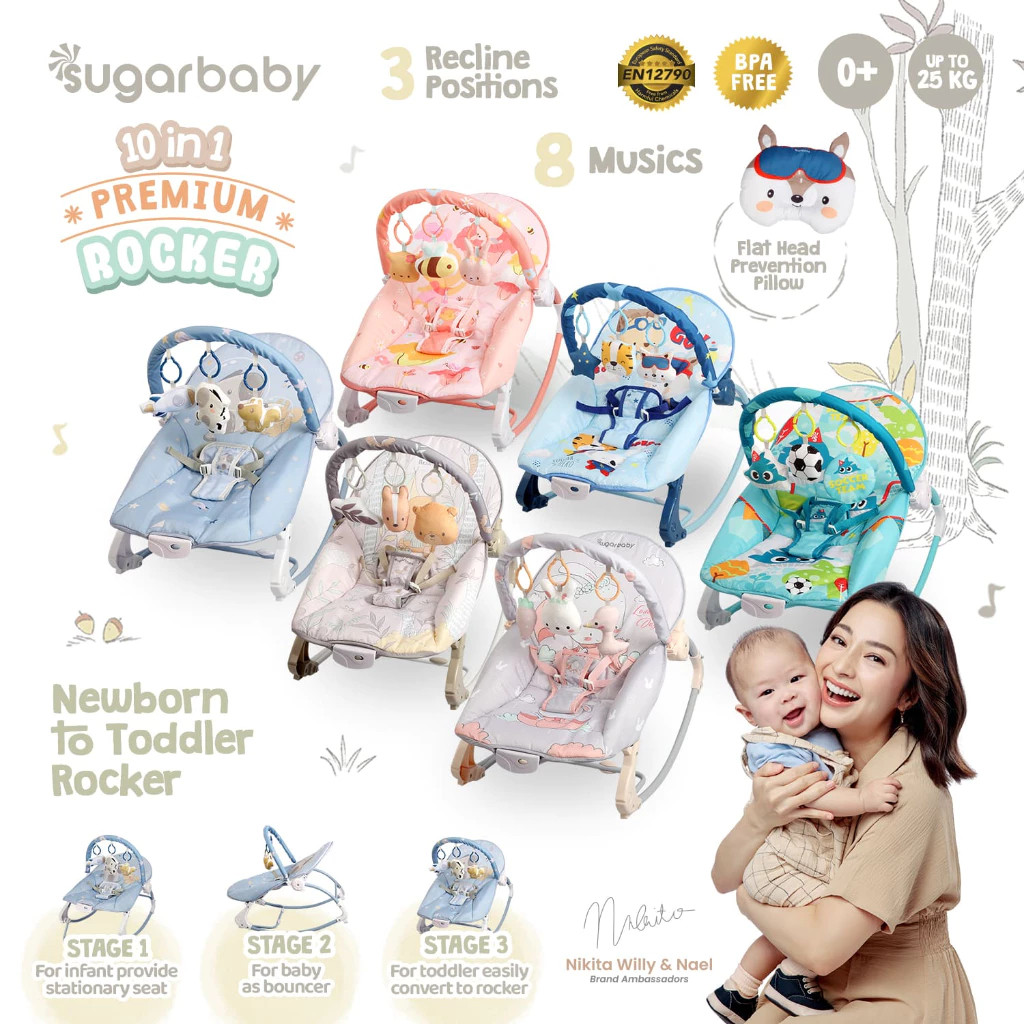 Sugarbaby 10in1 Premium Rocker Ayunan Bayi nyaman di gunakan