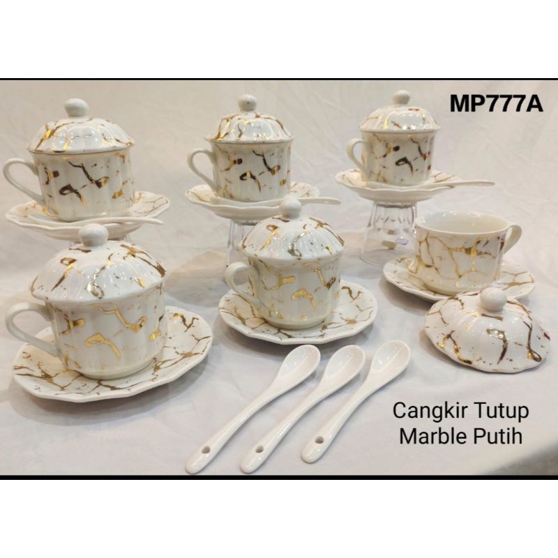 Cangkir Tutup Fiorenza Motif Marmer Terbaru