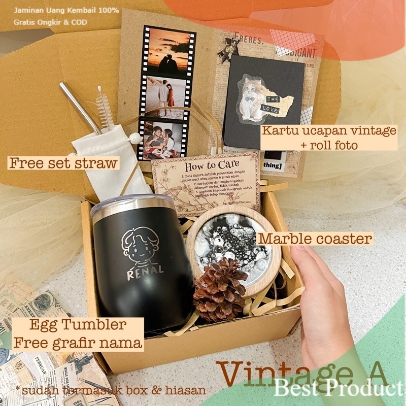 Hampers Gift Set Cewek Custom Nama Unik Black Mamba Hadiah Cowok Ulang Tahun Graduation Gelas Stenle