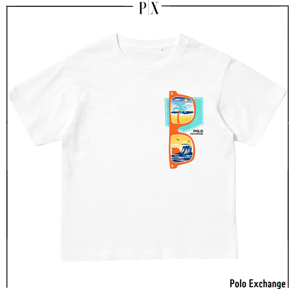 Kaos Anak Unisex Polo Exchange Seri 9015 – Katun Spandex Premium, Sablon DTF Motif Kacamata
