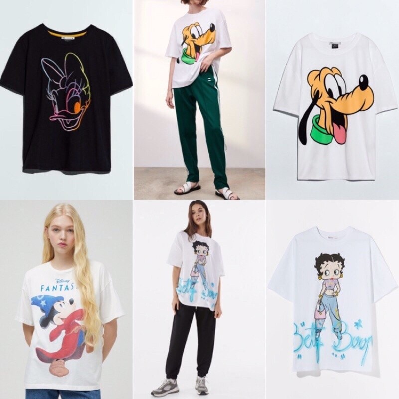 kaos halloween, Zara Bershka Disney Daisy Duck Garfield Original