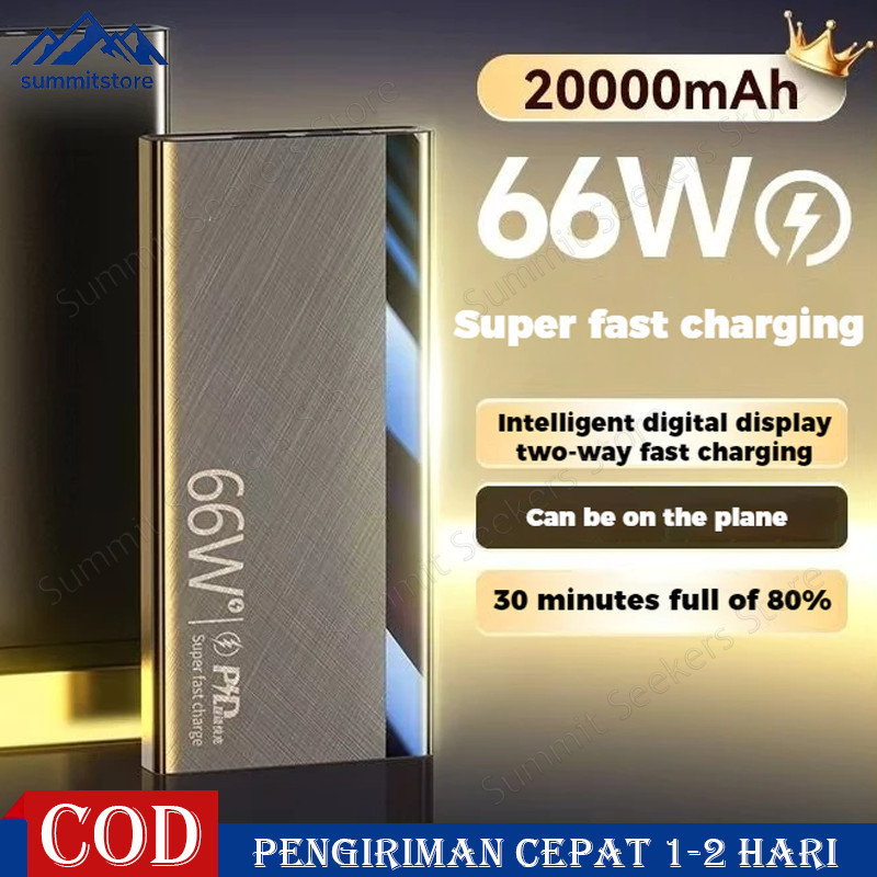 66W Super Fast Charging PowerBank 20000mAh LED Display Power Bank Dual Output Port USB & Type-C Gara