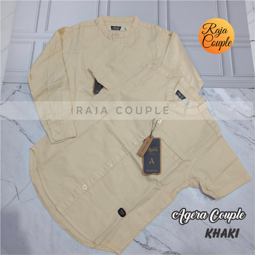 ERVINA.ID AGERA KEMEJA KOKO COUPLE AYAH ANAK SPESIAL CREAM KATUN TWILL TERBARU