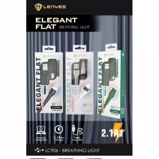 NEWS KABEL DATA LENYES LC-906V 2.1A V8 / MICRO USB / TYPE C / LIGHTNING KABEL FAST CHARGING LC906V