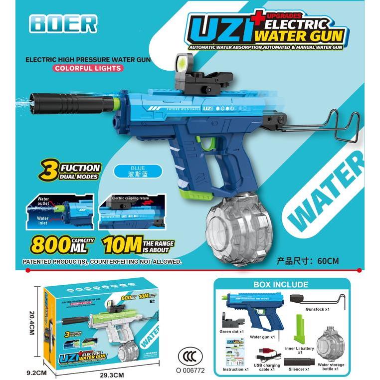 Mainan Anak Tembak Tembakan Air Elektrik Water Electric Tembakan Air Otomatis Kid Toys Asli - Biru