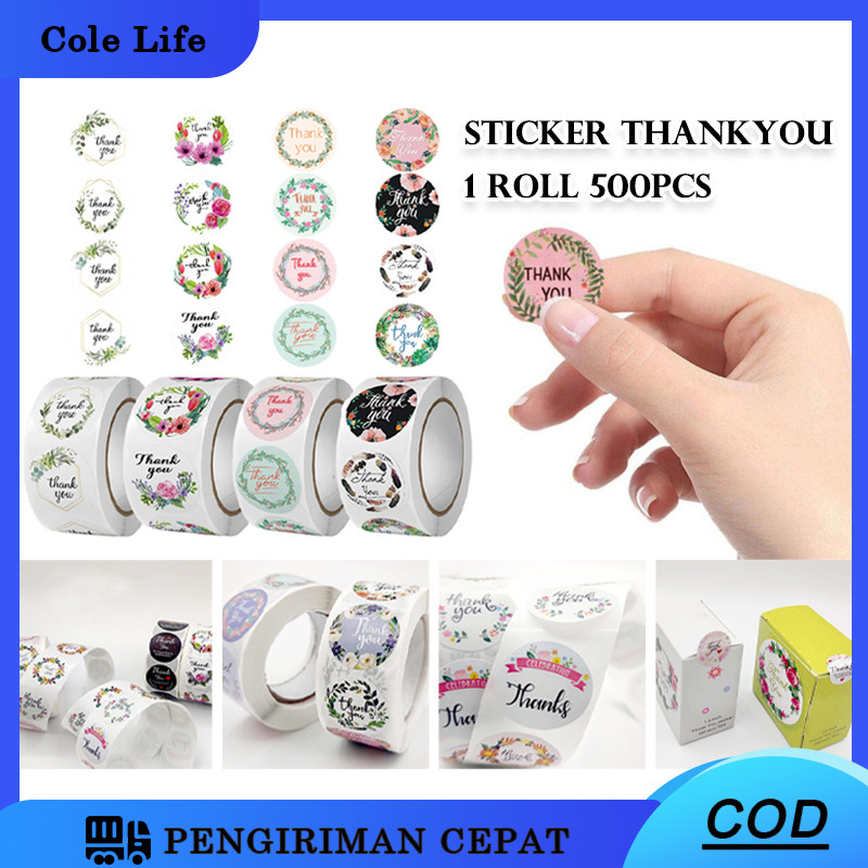 Sticker Thank You Roll Isi 500 Pcs /500 PCS Stiker Thank You Sticker Thank You 1 Roll Stiker Thank Y