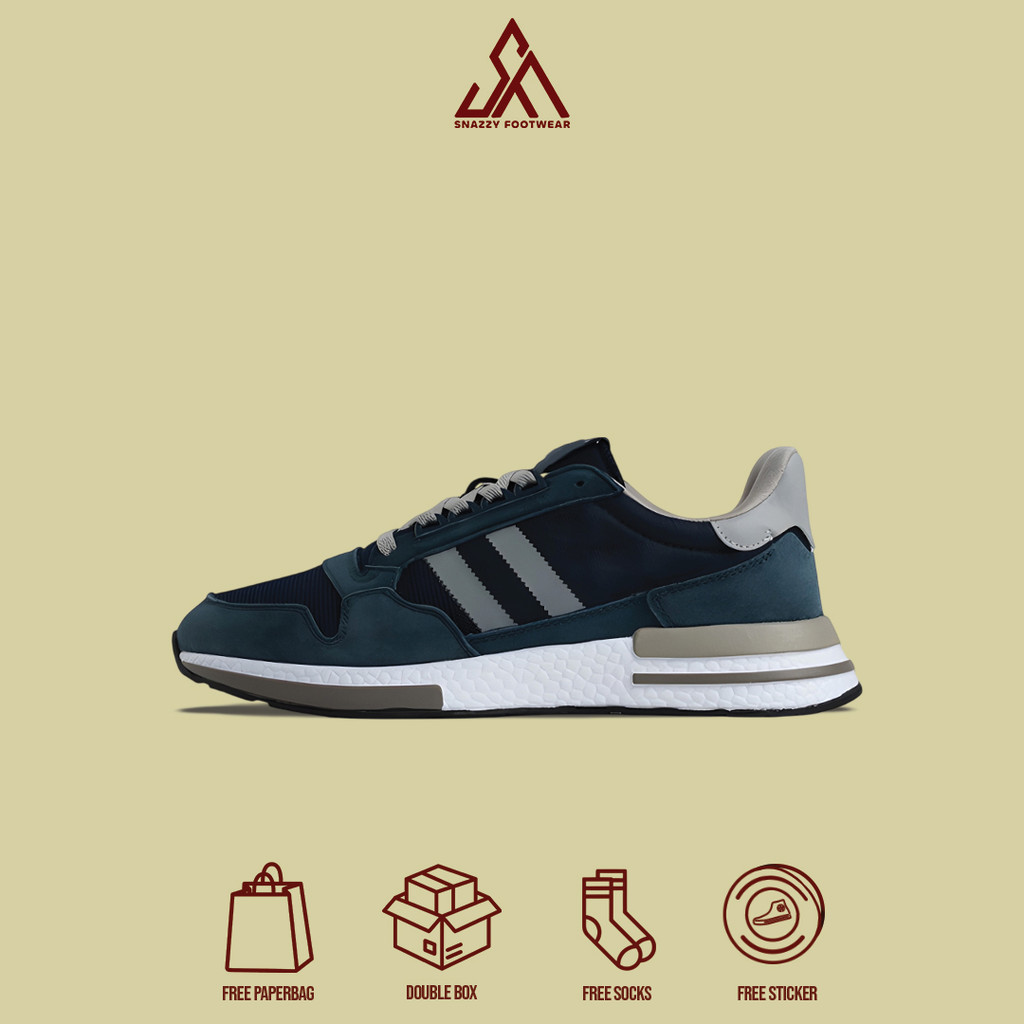Sepatu Sneakers Adidas ZX 500 RM Boos OG Midnight Navy 100% Original Unisex