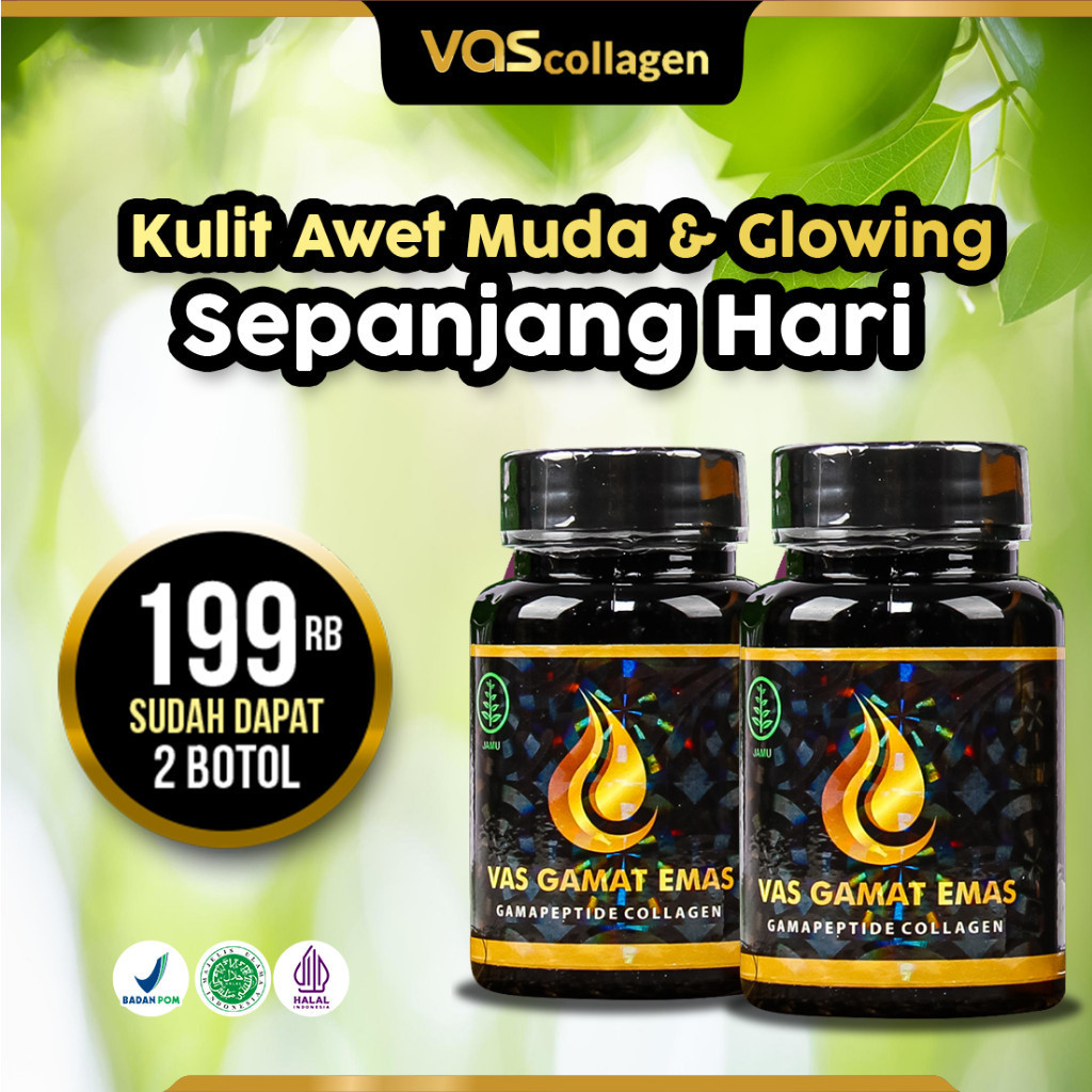2 Botol Vas collagen gamat emas colagen original 100% asli pencerah wajah kusam wanita glowing bpom