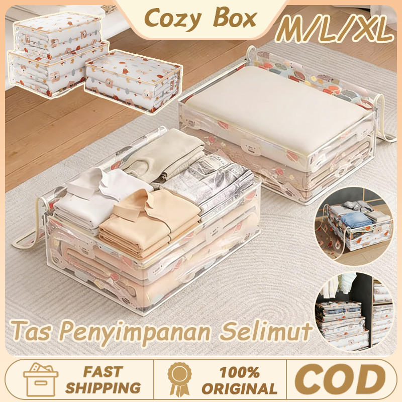 M/L/XL Tas Penyimpanan Selimut Baju / Transparan Tebal Anti Debu / Tas Penyimpanan Lemari