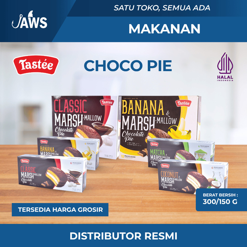 TASTEE Choco Pie Marshmallow Cemilan Anak Rasa Classic / Matcha / Banana / Coconut