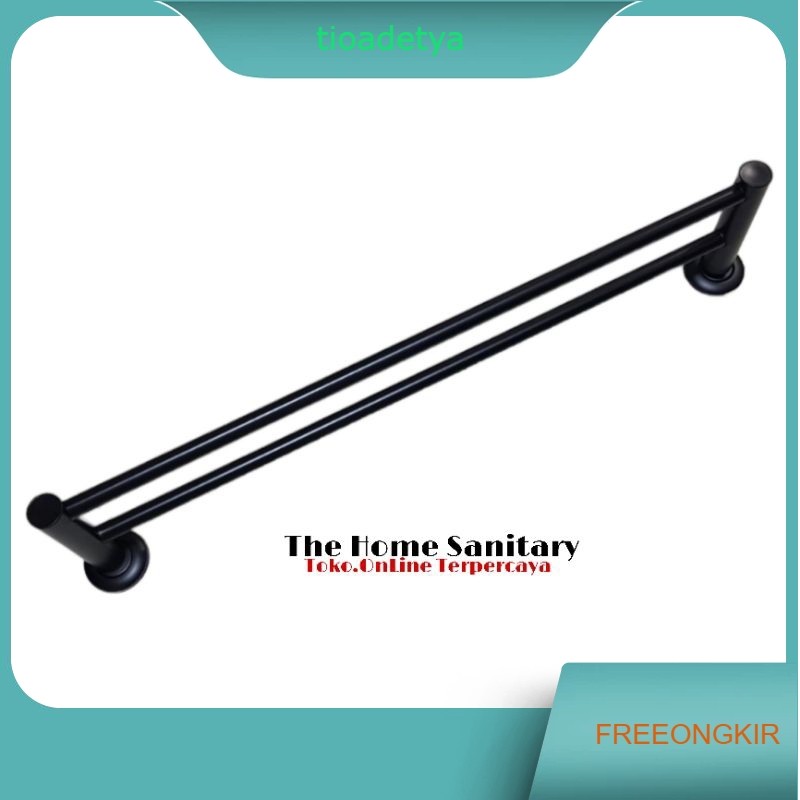 Gantungan handuk kamar mandi/gantungan handuk hitam 2 baris