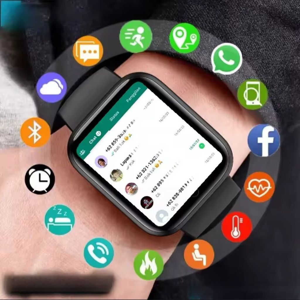 Jam tangan hp pintar android smartwatch anak pria wanita dewasa monitor kesehatan notif whatsapp fac