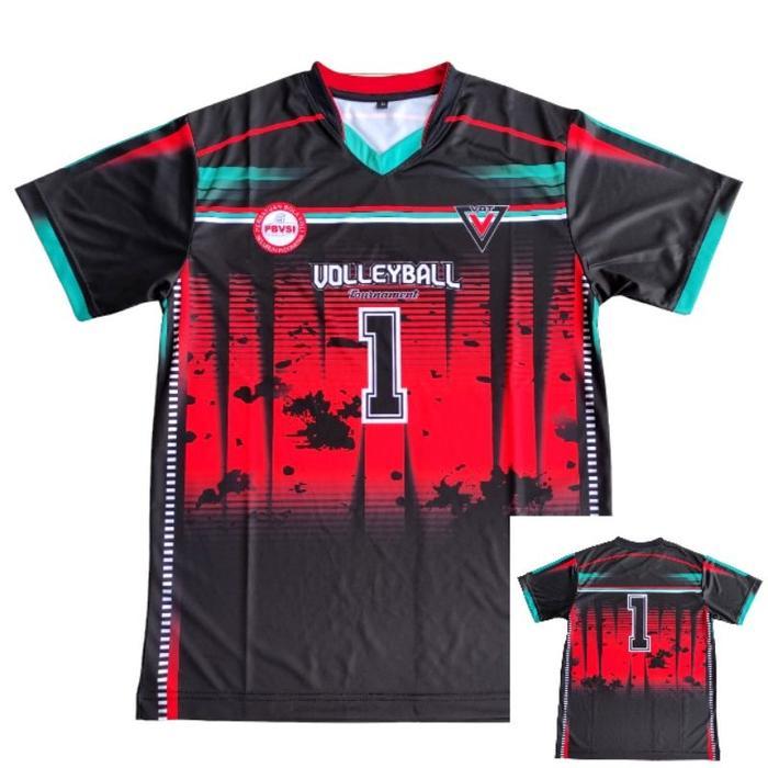 BAJU VOLI FULL PRINTING JERSEY VOLLY KAOS OLAHRAGA VOLI VOLLEY PRIA - 1, M