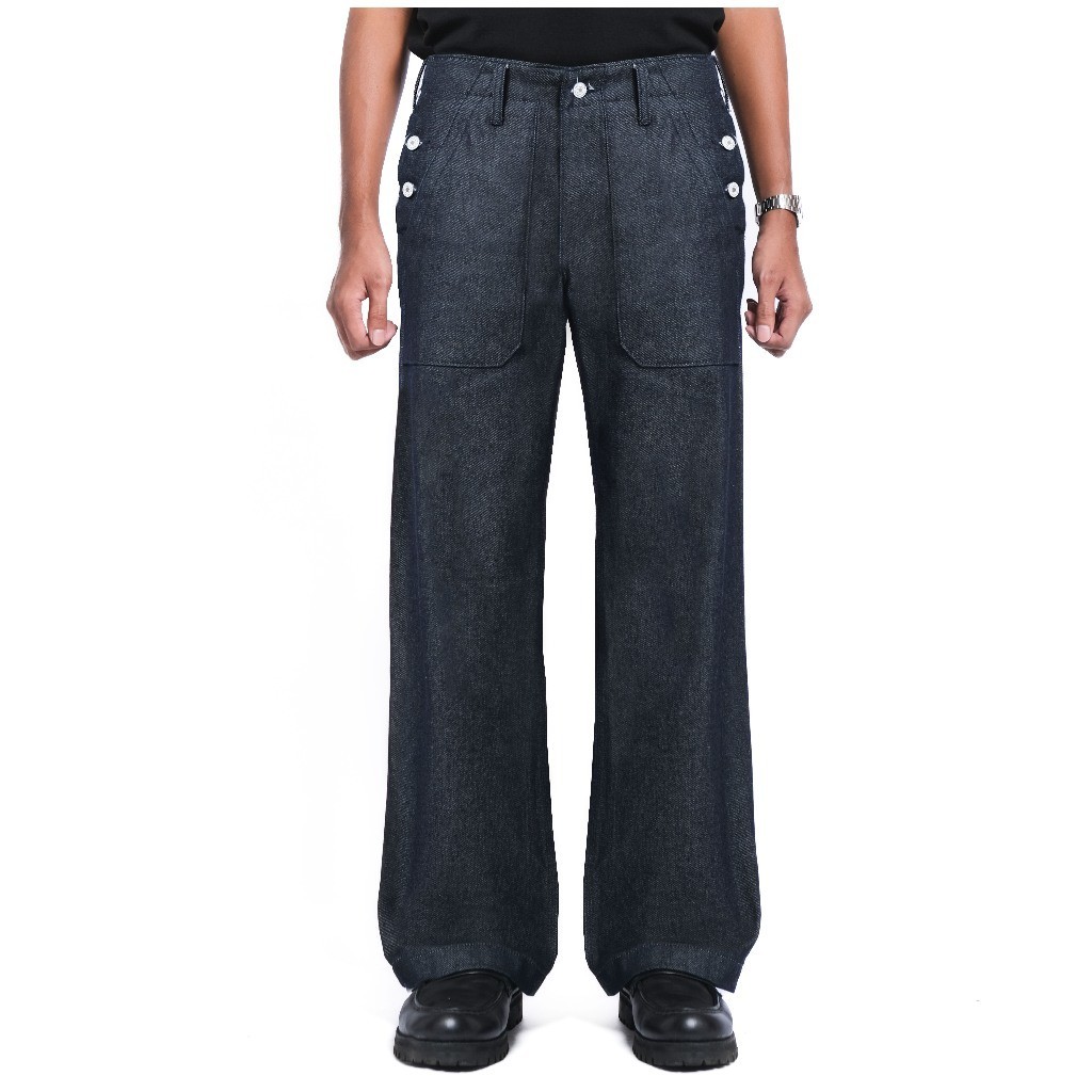 WHALE HILLS - Noach Fatigue Pant  - Blue Denim Jeans