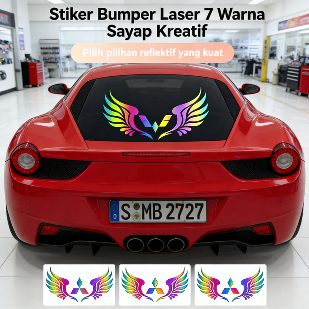 Stiker Mobil Car Laser 3D Sayap Reflektor Stiker Rainbow Stiker Mobil