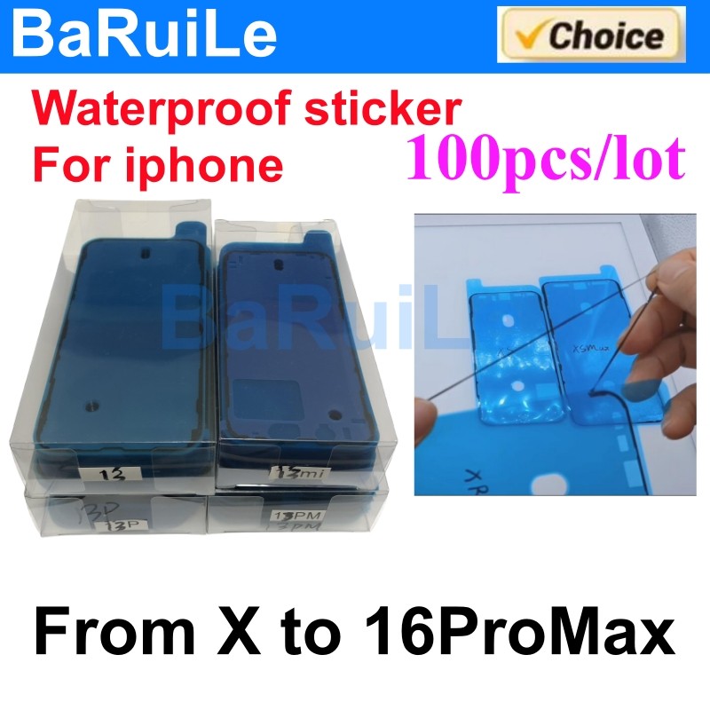 100pcs Perekat Layar LCD untuk iPhone 11 12 13 Pro Max 14 15 16 Plus X XR Stiker Lem Tahan Air Segel