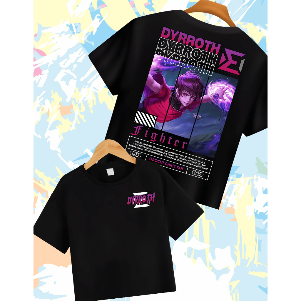 Kaos Hero Mobile Legend - Kaos Atasan Katun Sablon - Kaos Hero ML - Kaos Hero ML Dyrroth Orochi Kof 