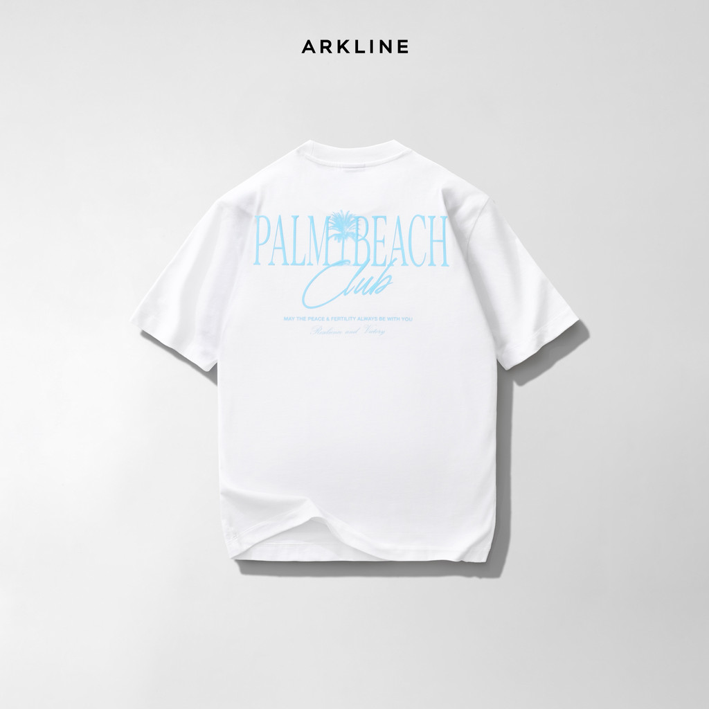 kaos pria original 100% Arkline Palm Beach Oversize Tee Off White