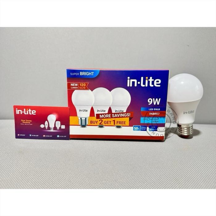 PAKET SUPER MURAH BELI 2 GRATIS 1 LAMPU LED INLITE 9W 9 WATT - INB007 - Putih