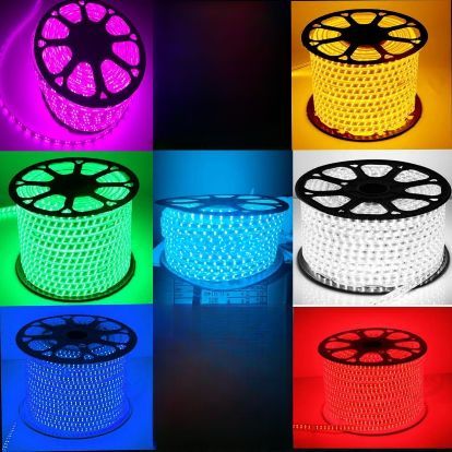 LAMPU SELANG LED STRIP 2 MATA 72 LUMMENT 72L 100M 100 METER 3535 GOLD EMAS PURPLE UNGU 220V 220 VOLT
