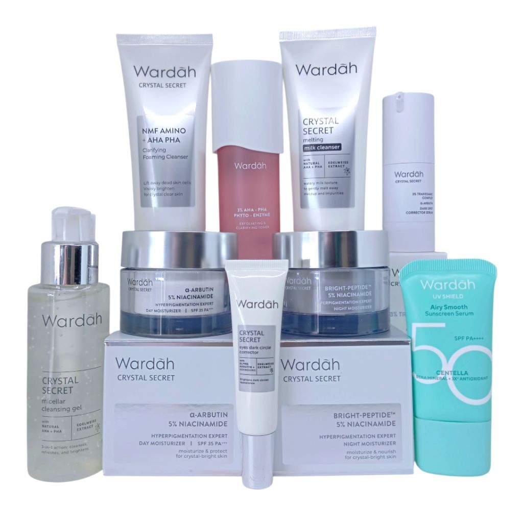 WARDAH SKINCARE CRYSTAL SECRET PAKET SERIES LENGKAP/ PAKET Wardah Crystal Secret Komplit/ FLEK HITAM