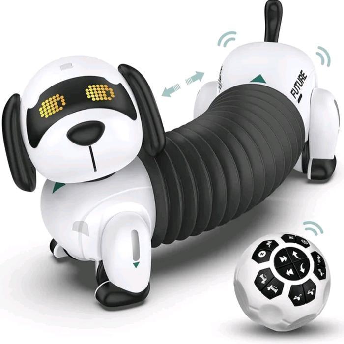 Mainan Robot Anjing RC Pintar Interaktif Remote Control LED Sound Rechargeable Anak