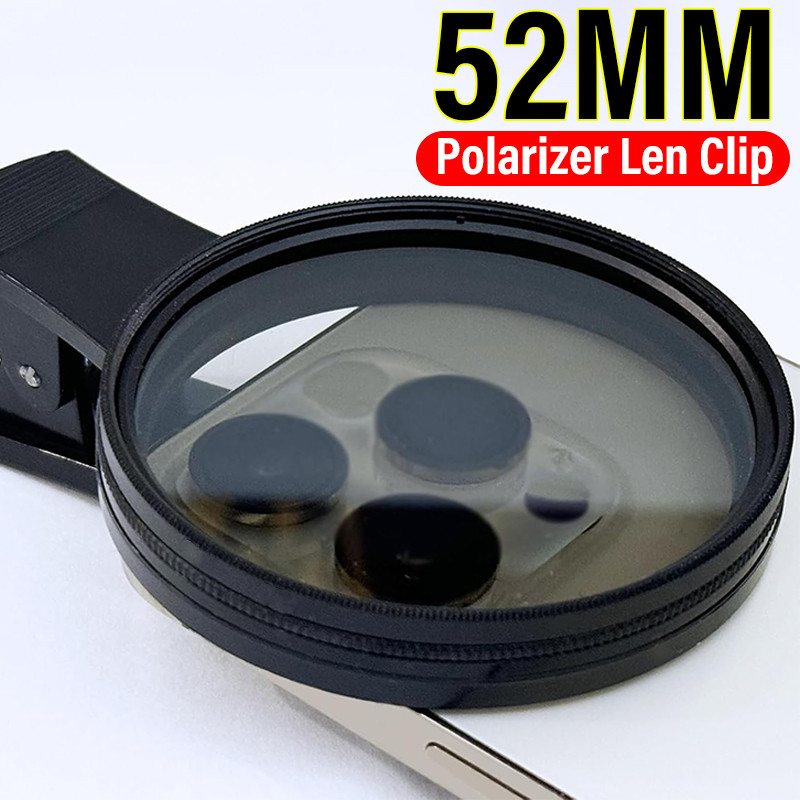 Universal Mobile Phone Polarizer Wide Angle Lens 52MM CPL Filter Circular With Clip Portable Profess