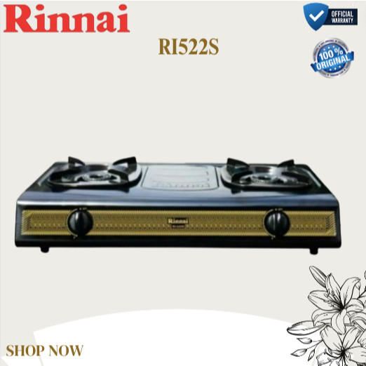 RINNAI KOMPOR GAS 2 TUNGKU RI522S Kompor Gas/RI522S/RI522 S/RI 522S/RI-522S/ORIGINAL RINNAI /GARANSI