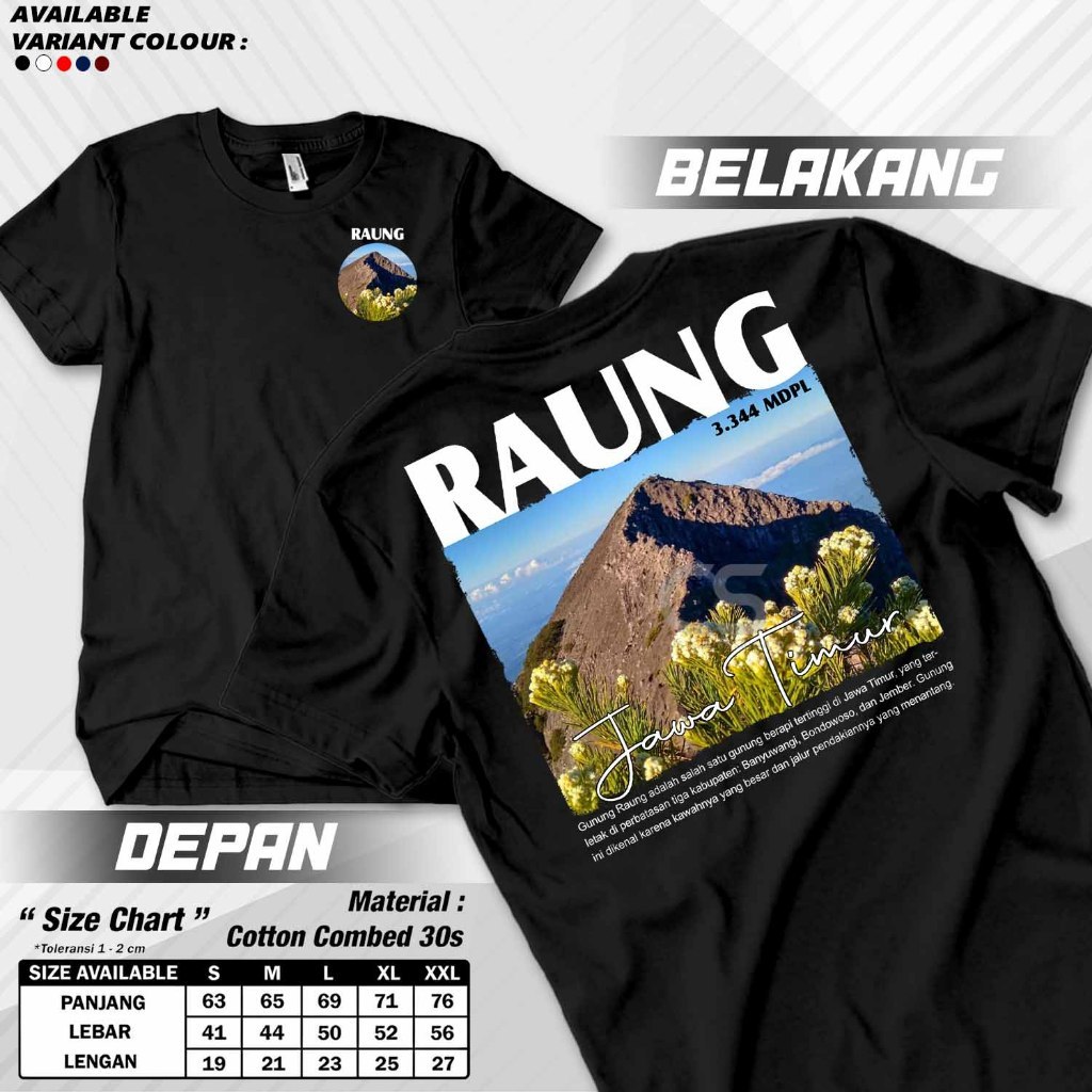 Kaos Pendaki Gunung Gunung RAUNG  Baju Distro Outdoor Adnenture Hiking Tshirt Mountain Ready