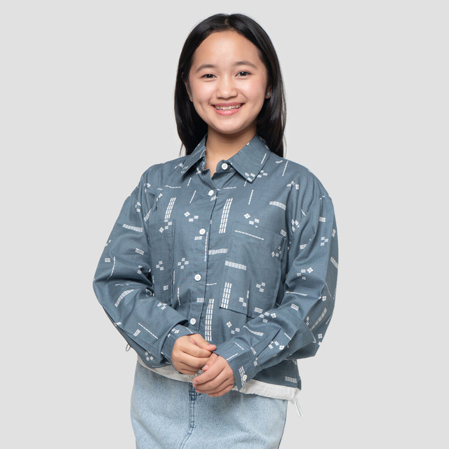 Nevada Geometrik Sarimbit Kemeja Anak Perempuan 123387961