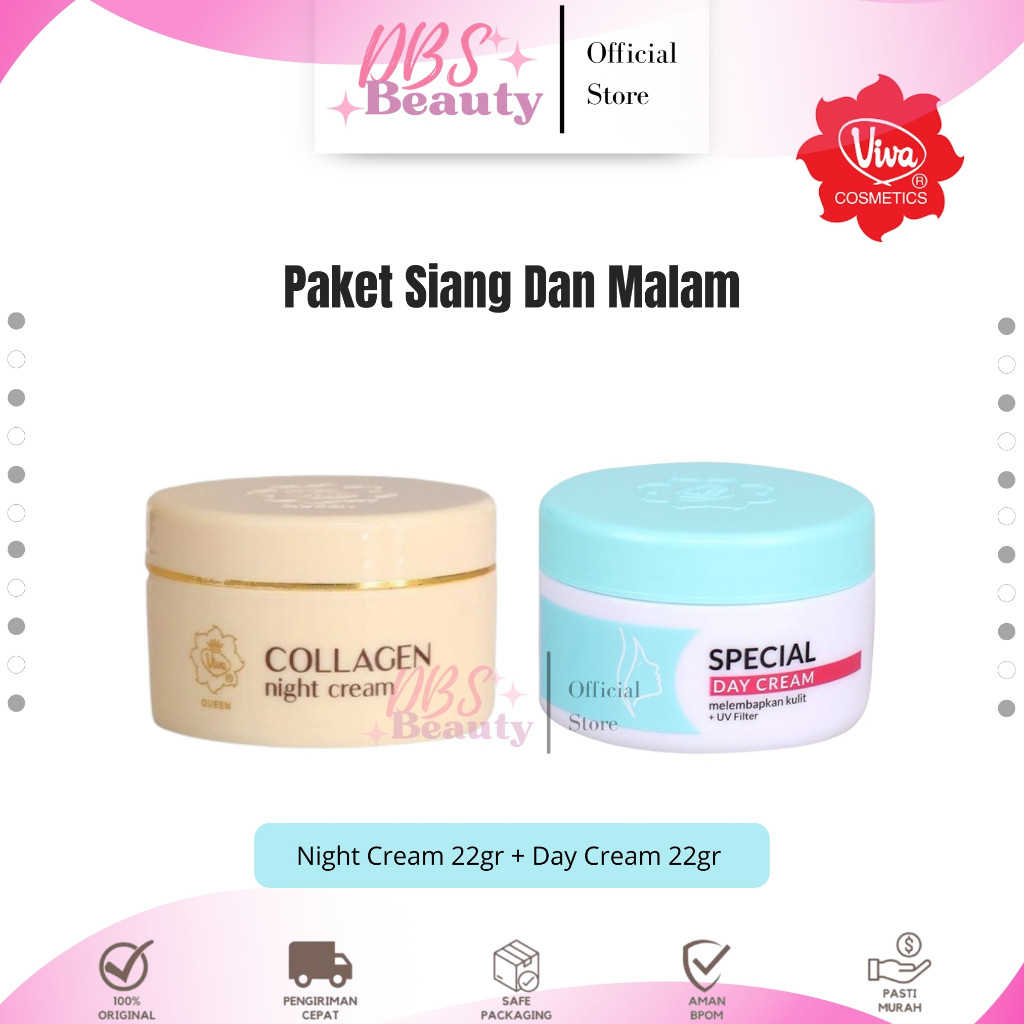 DBS - Paket Perawatan Wajah Cream Siang dan Malam / Day & Night Cream Ukuran 22gr VIVA COSMETICS  OR