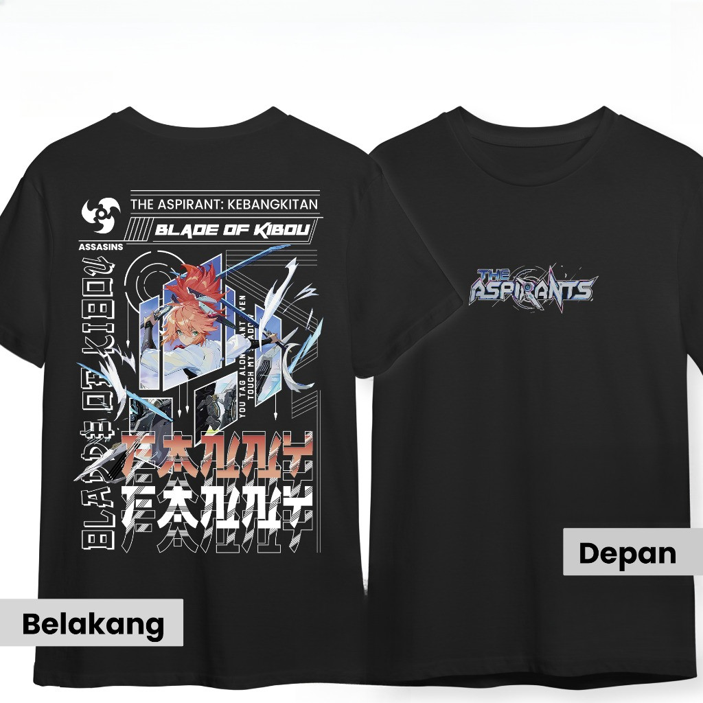 Kaos MLBB FANNY SKIN ASPIRANTS Assassin Mobile Legends Lengan Pendek Hitam Combed Pria Wanita