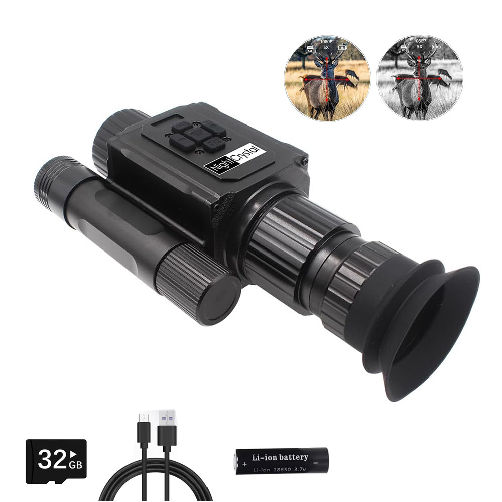 NK008 gital Night Vision Scope, Hunting Infrared Riflescope Monocular 5X Zoom with 32GB card HD 1080