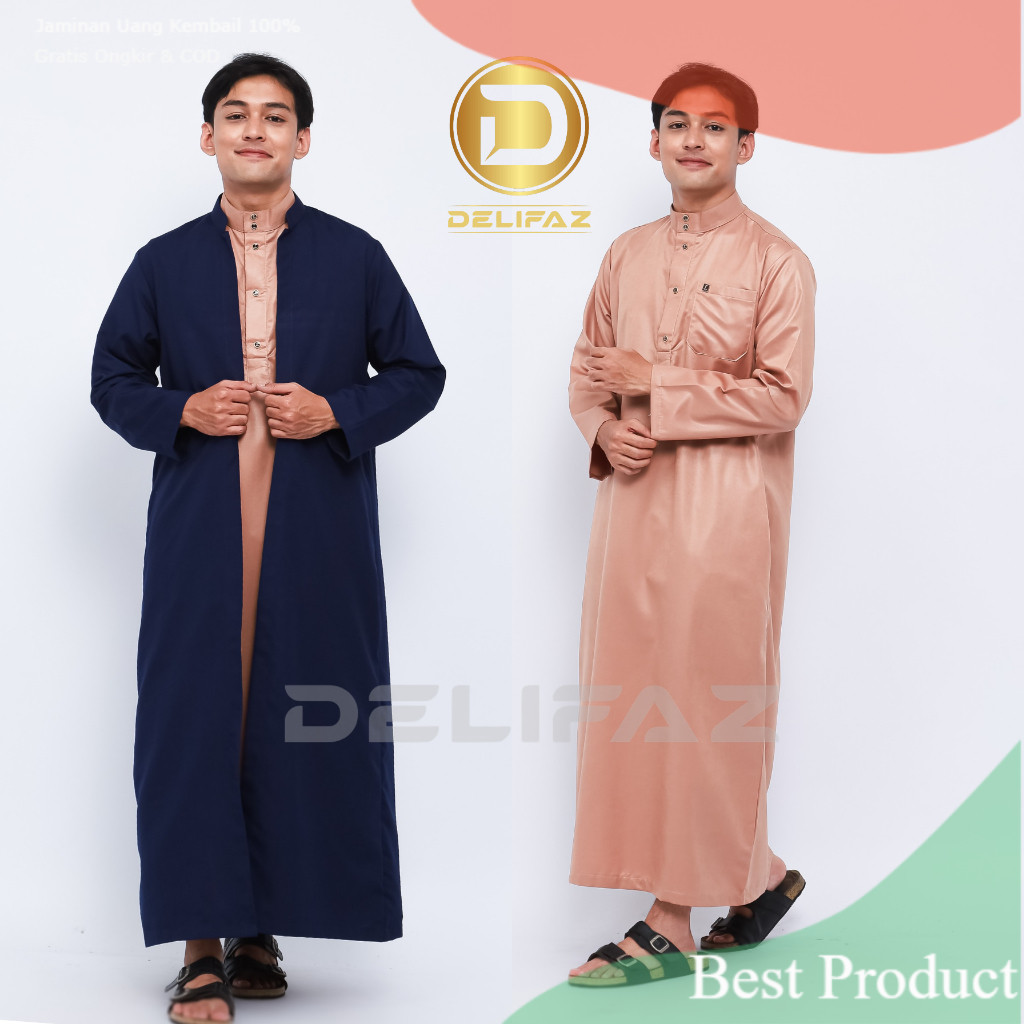 DELIFAZ-Jubah yaman pria dewasa luaran gamis rompi jubah habaib lengan panjang al faizan premium- pa