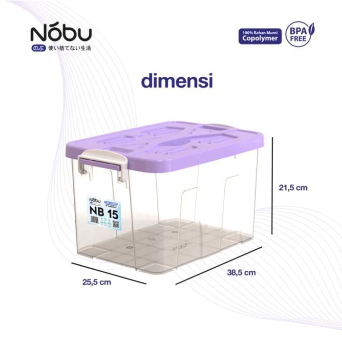 Nobu Container Box + Roda 55 liter/ Kotak Penyimpanan NB55 Warna Hitam - nobu15 clear