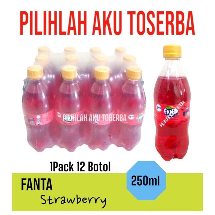 Fanta Strawberry MINI Botol Pet Imut - ( HARGA 1 PACK ISI 12 botol )