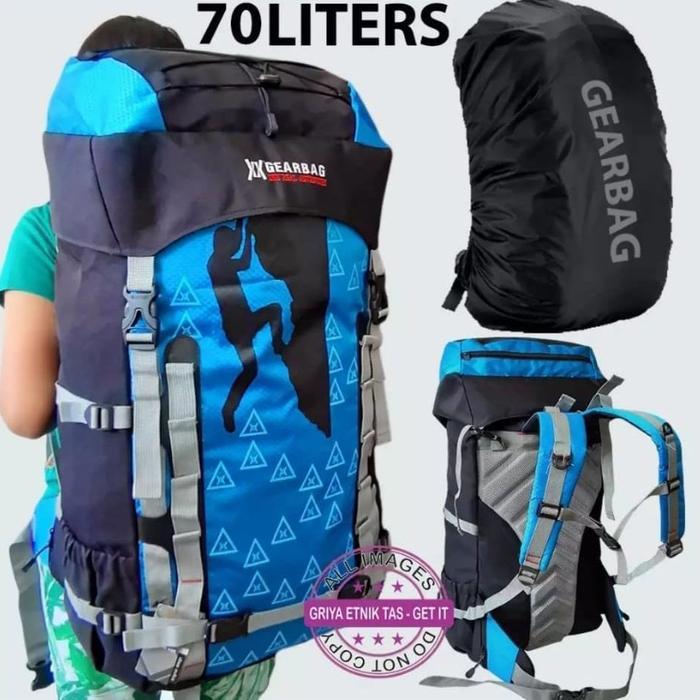 Tas ransel gunung 70 liter-Tas camping-Tas carier - Biru