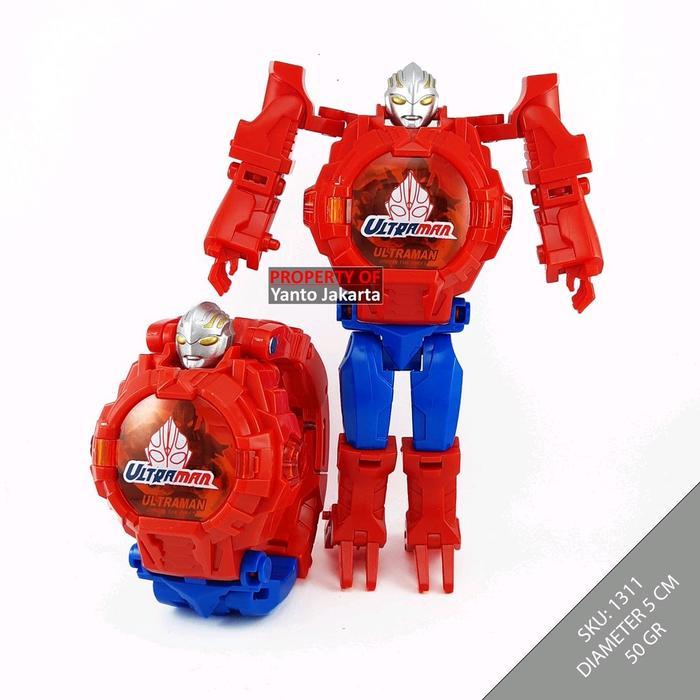 Ultraman jam tangan anak bisa di bentu jam dan robot - merah