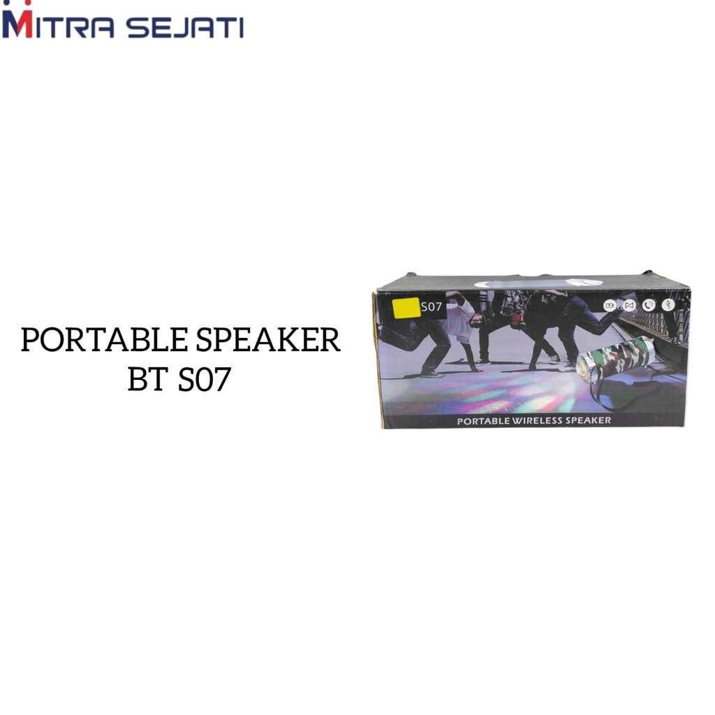 Mitra Sejati Portable Speaker Bluetooth S07 Disco Light LED, Suara Mantap, USB & Micro SD