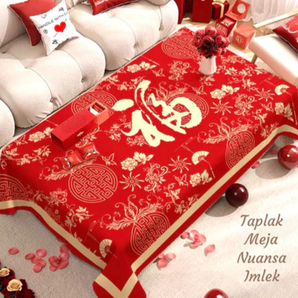 (OLVERA) Taplak Meja Makan Oriental Taplak Meja Sembahyang Imlek CNY