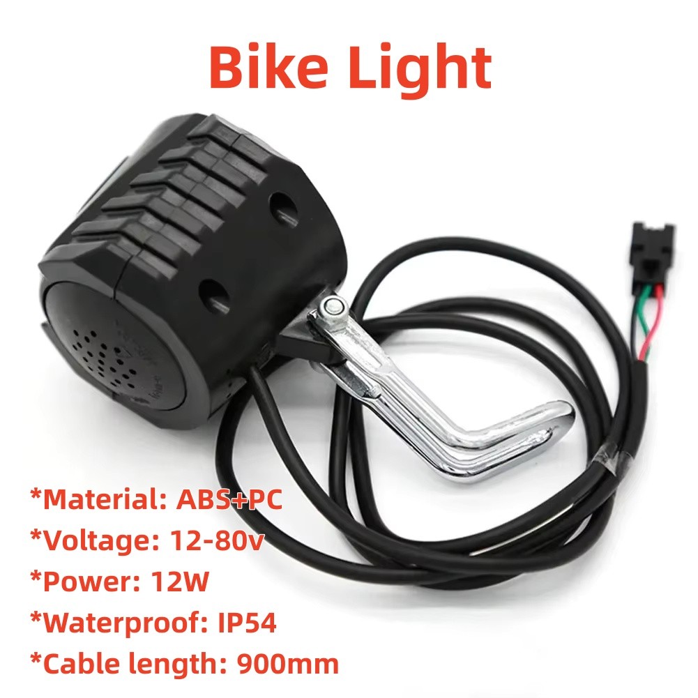 Aksesoris Lampu Depan LED 12-80V 12W Elektrik Untuk Motor Roda Depan BAFANG Sepeda Olahraga Tahan La